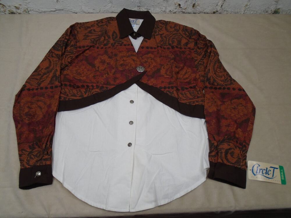Vintage 90s Womens Circle T Western Floral Button Shirt Rodeo Cowgirl Small NWT!